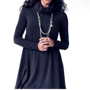 Cabi #239 Cowl Neck Tunic Sweater Dress Women's XS‎ Black Long Sleeve